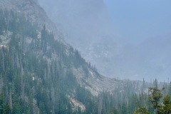 Dream Lake was the second lake on our hike. The views are supposed to be good but clouds are keeping the mountains hidden