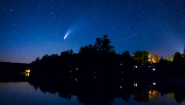 comet neowise over lake Kezar, New Hampshire