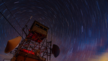 Star Trails behind Pitcher Mountain Fire Tower